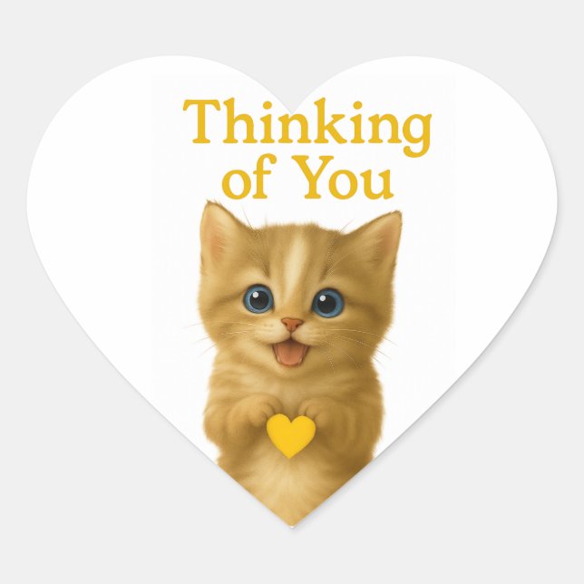Cute Thinking of You Kitten Sticker – Fluffy Cat  (Front)
