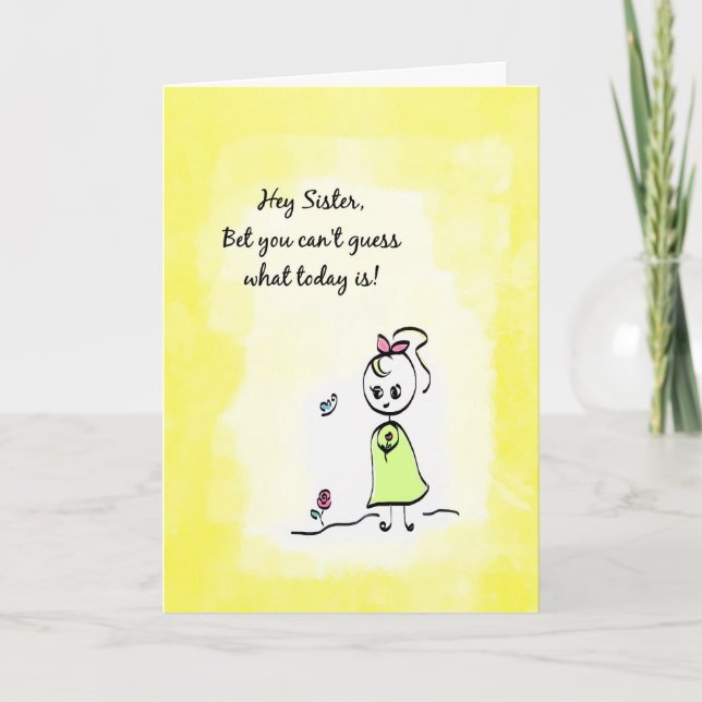 Cute Thinking of You Sister Day With Flower Girl Card (Front)