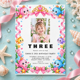 Cute Third Birthday Party Invitation with Photo