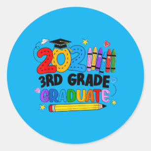 Cute Third Grade Graduation 2026 Crayons Kids Boys Classic Round Sticker