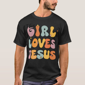 Cute This Girl Loves Jesus Christian-Shirt Kids Te T-Shirt