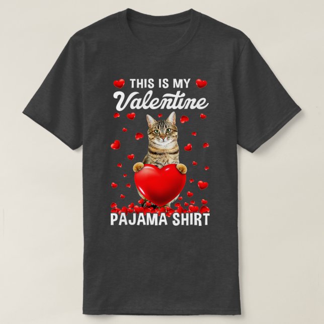 Cute This Is My Valentine Pajama Cat Kitten Cat Lo T-Shirt (Design Front)