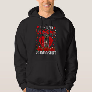 Cute This Is My Valentine's Day Dane Dog Pajama Hoodie