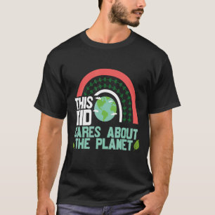 Cute This Kid Cares Planet Protect Save World Hour T-Shirt