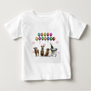 Cute Three Dogs Wishing Happy New Year 2016 Baby T-Shirt