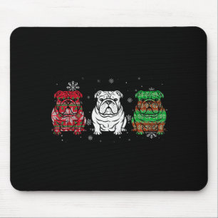 Cute Three English Bulldog Christmas For Women Men Mouse Pad