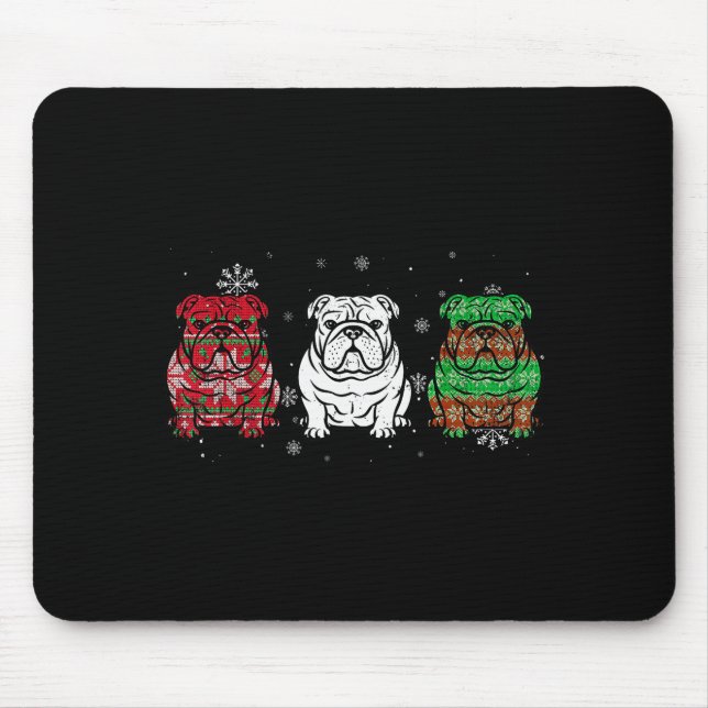 Cute Three English Bulldog Christmas For Women Men Mouse Pad (Front)
