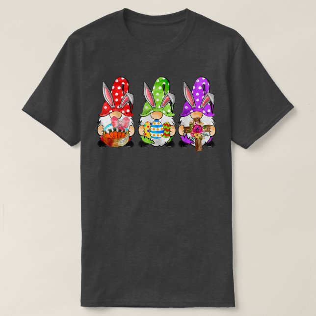 Cute Three Gnome Easter Day Bunny Egg Spring Women T-Shirt (Design Front)