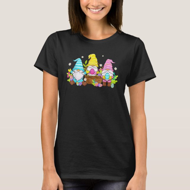 Cute Three Gnomes Easter Day Bunny Egg Spring Wome T-Shirt (Front)