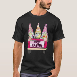 Cute Three Gnomes In Truck Bunny Egg Happy Easter T-Shirt