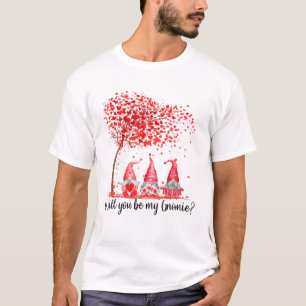 Cute Three Gnomes Valentine Day Heart Tree Gnomie T-Shirt