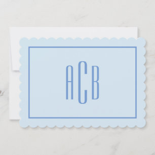Cute Three Letter Cornflower Blue Monogram Border Card