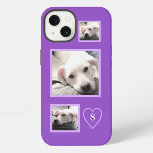 Cute Three Photos of Tired White Puppy Dog Purple iPhone 13 Case