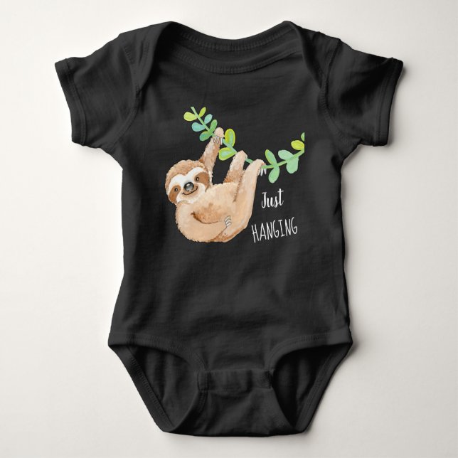 Cute Three Toed Sloth Custom Baby Jumper Baby Bodysuit (Front)