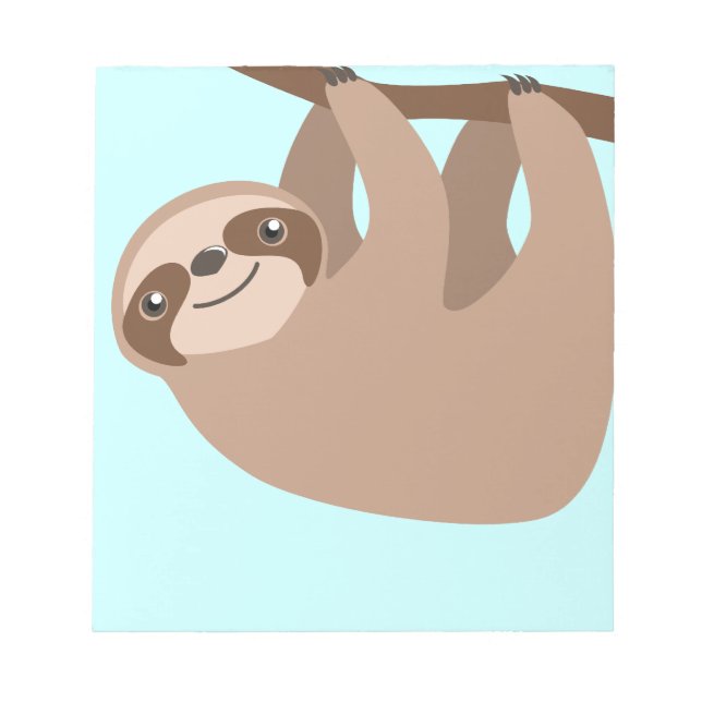 Cute Three-Toed Sloth Notepad (Front)