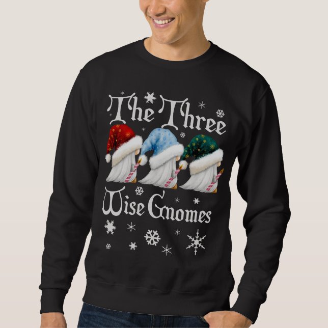 Cute Three Wise Gnomes For Hanukkah Or Funny Chris Sweatshirt (Front)