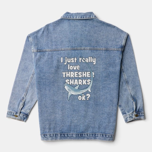 Cute Thresher Shark  Denim Jacket (Back)