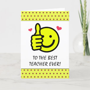 Cute Thumbs Up Smile Face Teacher  Thank You Card