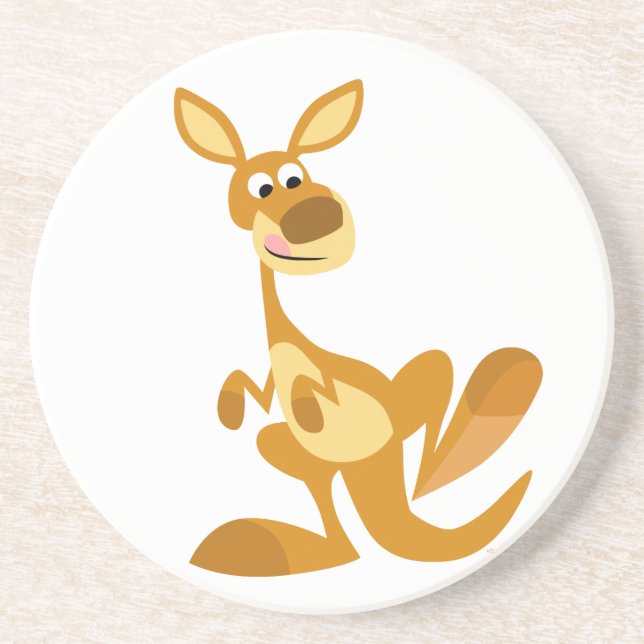 Cute Thumping Cartoon Kangaroo Coaster (Front)