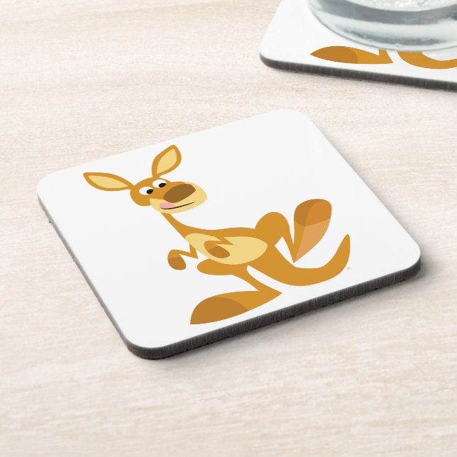 Cute Thumping Cartoon Kangaroo Coasters Set (Left Side)
