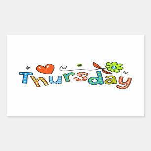 Cute Thursday Week Day Greeting Text Expression Rectangular Sticker