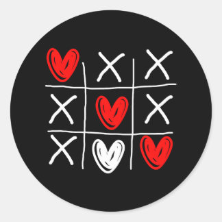Cute Tic Tac Toe Hearts Valentines Day Classic Round Sticker