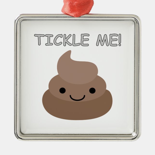 Cute Tickle Me Poop Emoji Metal Tree Decoration (Front)