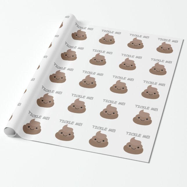 Cute Tickle Me Poop Emoji Wrapping Paper (Unrolled)