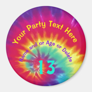 Cute Tie Dye Birthday Party Favours with Your Text Magnet