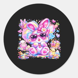 Cute Tie Dye Bunny Easter Day Rabbit Girl Women Classic Round Sticker