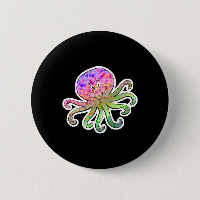 cute tie dye octopus 6 cm round badge (Front)