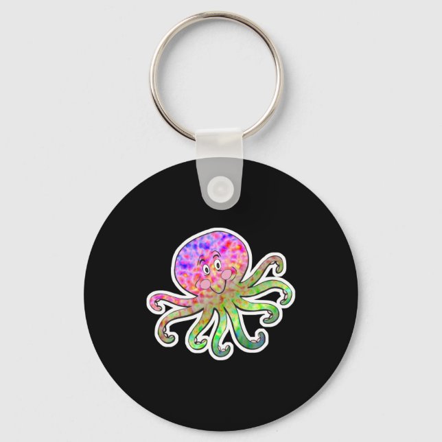 cute tie dye octopus key ring (Front)