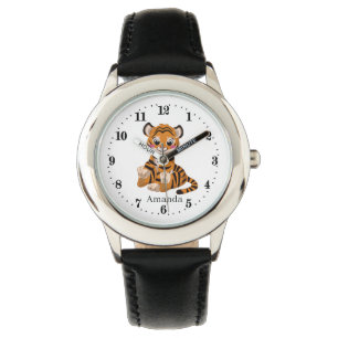 cute tiger add name jungle animal watch