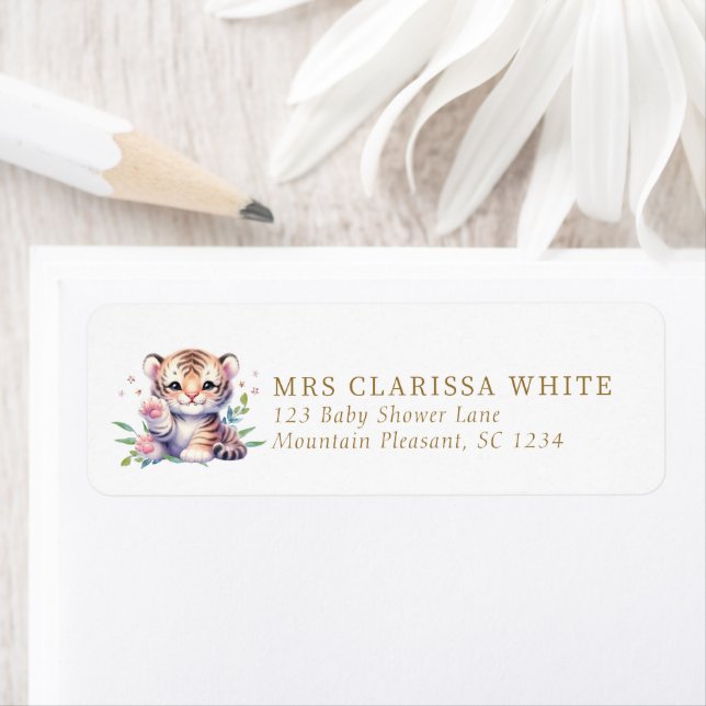 Cute Tiger Baby Shower Return Address Label (Insitu)