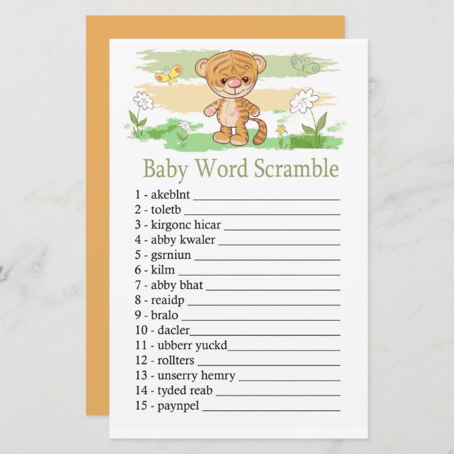 Cute Tiger Baby word scramble game (Front/Back)
