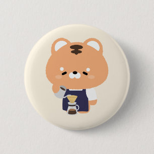 Cute Tiger Barista 6 Cm Round Badge
