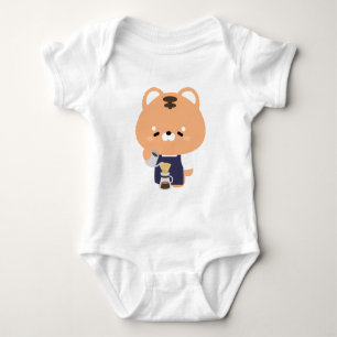 Cute Tiger Barista Baby Bodysuit