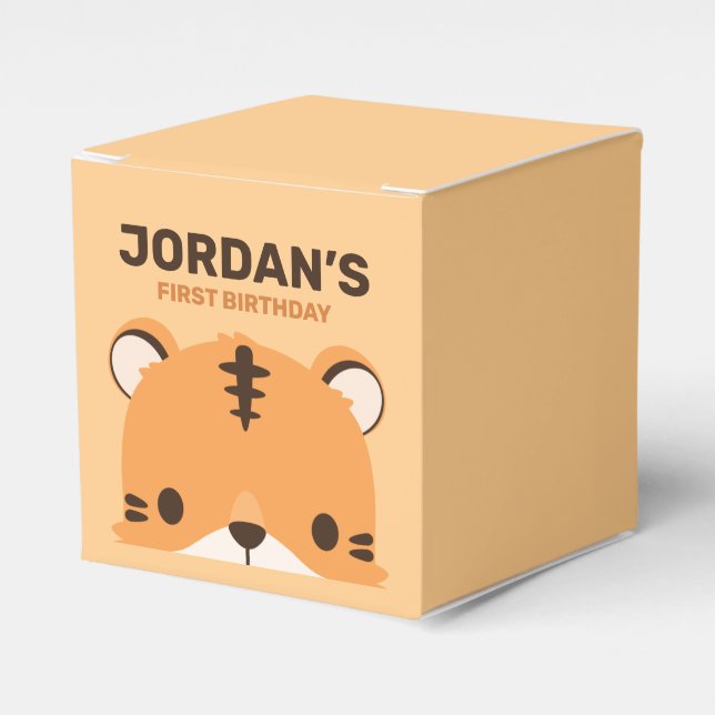 Cute Tiger Birthday  Favour Box (Front Side)