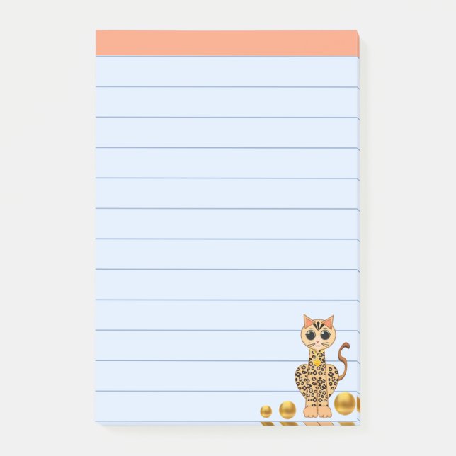 Cute Tiger Cat & Gold Dots Post-it Notes (Front)
