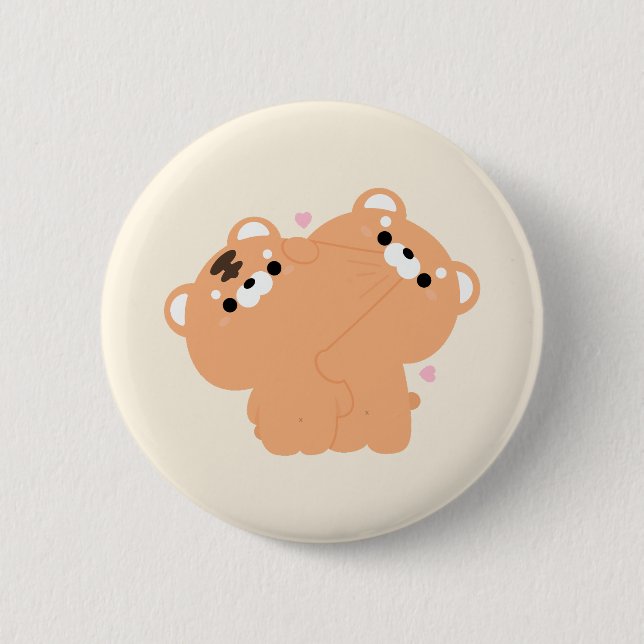 Cute Tiger Couple 6 Cm Round Badge (Front)