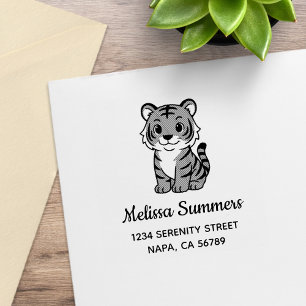 Cute Tiger Cub Address Rubber Stamp