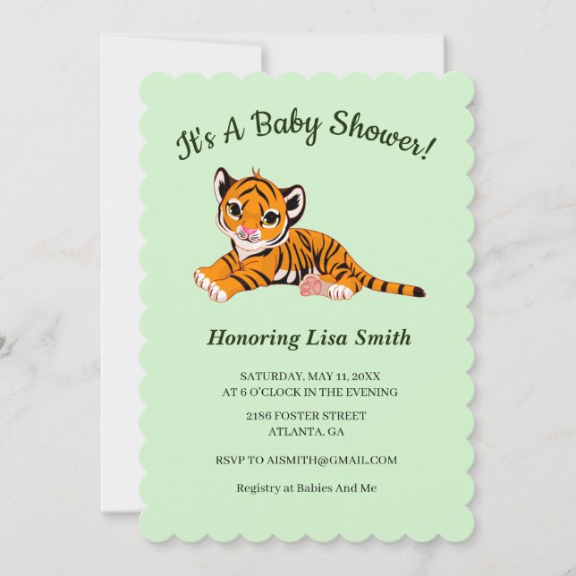 Cute Tiger Cub Baby Shower Invitation (Front)