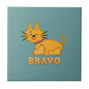 Cute tiger cub cat animal pet brave bravo cartoon  ceramic tile