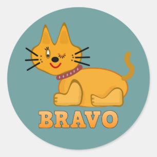 Cute tiger cub cat animal pet brave bravo cartoon classic round sticker