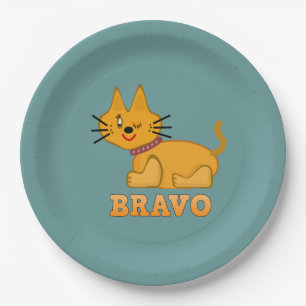 Cute tiger cub cat animal pet brave bravo cartoon paper plate