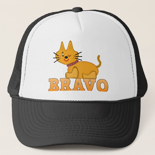 Cute tiger cub cat animal pet brave bravo cartoon trucker hat (Front)
