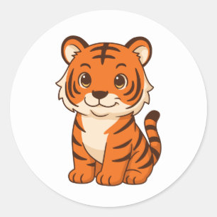 Cute Tiger Cub Classic Round Sticker