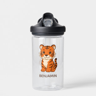 Cute Tiger Cub Custom Name Water Bottle