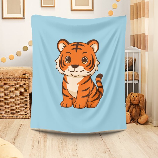 Cute Tiger Cub on Blue Fleece Blanket (Creator Uploaded)