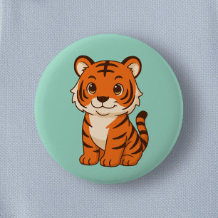 Cute Tiger Cub on Green 6 Cm Round Badge